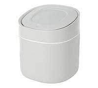 Gsrhzd Desktop Trash Can, Mini Plastic Desktop Trash Bin, Desk Bin with Lid, Mini Press Lid Wastebasket, for Family Living Room Kitchen Bedroom Bathroom Office Car Indoor, Gray