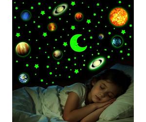 Gsrhzd Glow in The Dark Stars, 522 PCS Solar System Glow in The Dark Stickers, Ceiling Stars Moon, for Nursery Kids Bedroom Ceiling Birthday Boys Girls