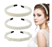 Gsrhzd Headbands for Womens Hair, Hair Band, 3 pieces Fashion Pearl Head Band for Wedding, Birthday, Party, Performance etc, Elegant Hairbands Women Girls for Gift