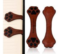 Gsrhzd Magnetic Leather Bookmarks, 2 Pcs Retro Leather PU Magnet Bookmark Book Page Holder, Personalised Paw Magnetic Bookmarks Cute Reading Accessories for Women （Brown）