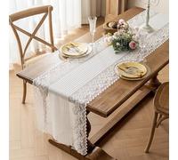 Gsrhzd Table Runner, 45 x 240CM Table Runners for Dining Table, Exquisite Table Runners, White Table Runner, Lace Table Runner, for Wedding Bridal Baby Shower Birthday Party Cake Table Decorations