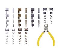 Gsrhzd Zip Repair Kit, 60 PCS Zipper Repair Kit with 1PCS Install Pliers Tool, Metal Zipper Head Slider Retainer Insertion Pin, for Sewing Clothing Crafts, Silver, Black, Bronze