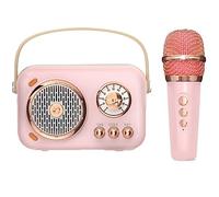 Gsrimgratoe Family Outdoor Children's Karaoke Bluetooth Speaker Wireless Microphone Portable Card Subwoofer High Volume, Pink