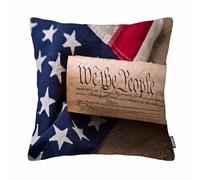 GSRONY American Throw Pillow Covers United States Constitution Rolled American Flag Wooden Board Pillow Case 18x18 Inches