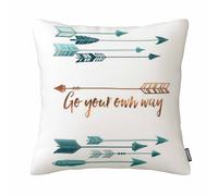GSRONY Arrow Throw Pillow Covers Feather Arrow Quote Go Your Own Way Cushion Pillow Case Home Decor Pillowcase 18x18 Inches