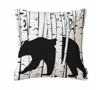 GSRONY Bear Throw Pillow Covers Black Bear and Deer Birch Forest Cushion Pillow Case Home Decor Pillowcase 18x18 Inches