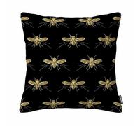 GSRONY Bee Throw Pillow Covers Gold Fly Bee on Black Insect Cushion Pillow Case Home Decor Pillowcase 18x18 Inches