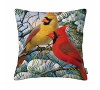 GSRONY Bird Throw Pillow Covers Funny Red Cardinal Bird Art Cushion Pillow Case Home Decor Pillowcase 18x18 Inches
