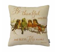GSRONY Bless Quote Throw Pillow Covers Orange Vintage Be Thankful Unto Him Bless His Green Scripture Cushion Pillow Case Home Decor Pillowcase 18x18 Inches