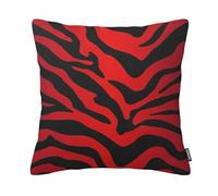 GSRONY Bold Animal Print Throw Pillow Cover,Red Black Zebra Print Cotton Linen Decorative Cushion Case 18x18 Inch for Living Room Bedroom Home Decor