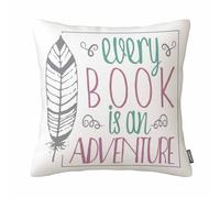 GSRONY Book Lover Throw Pillow Covers Every Book is an Adventure Cushion Pillow Case Home Decor Pillowcase 18x18 Inches