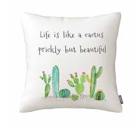 GSRONY Cactus Throw Pillow Covers Succulents Plants Cactus Quote Life is Like A Cactus Prickly But Beautiful Cushion Pillow Case 18x18 Inches