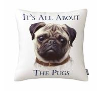 GSRONY Dog Throw Pillow Covers Letter It's All About The Pugs Pattern Cushion Pillow Case Home Decor Pillowcase 18x18 Inches