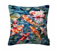 GSRONY Fish Throw Pillow Covers Colorfu Fish Swimming Lily Flower Cushion Pillow Case Home Decor Pillowcase 18x18 Inches