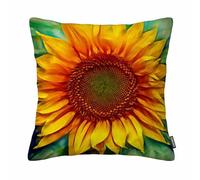 GSRONY Floral Throw Pillow Covers Sunflower Green Gold Oil Painting Cushion Pillow Case Home Decor Pillowcase 18x18 Inches