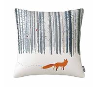GSRONY Fox Throw Pillow Covers Winter Forest Landscape Fox Bird Cushion Pillow Case Home Decor Pillowcase 18x18 Inches