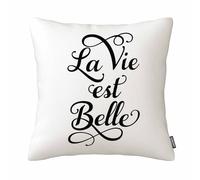 GSRONY French Quote Throw Pillow Covers La Vie Est Belle, Life is Beautiful Cushion Pillow Case Home Decor Pillowcase 18x18 Inches