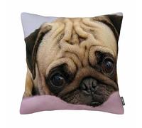 GSRONY Funny Pet Lover Throw Pillow Cover,Cute Pug Dog Face Cotton Linen Decorative Cushion Case 18x18 Inch for Living Room Bedroom Home Decor