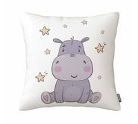 GSRONY Hippo Throw Pillow Covers Pink Africa Cute Hippo Animal Star Cushion Pillow Case Home Decor Pillowcase 18x18 Inches
