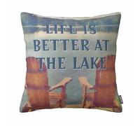 GSRONY Lake Lover Throw Pillow Covers Life is Better at Lake Watercolor Painting Cushion Pillow Case Home Decor Pillowcase 18x18 Inches