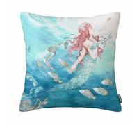 GSRONY Light Blue Throw Pillow Covers Watercolor Mermaid Hand Paint Style Cushion Pillow Case Home Decor Pillowcase 18x18 Inches