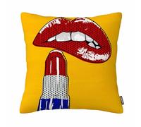 GSRONY Lips Throw Pillow Covers Pop Art Red Lips with Lipstick Cushion Pillow Case Home Decor Pillowcase 18x18 Inches