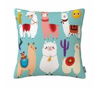GSRONY Llamas Throw Pillow Covers Abstract of Cute Llamas Cartoon Characters Cushion Pillow Case Home Decor Pillowcase 18x18 Inches