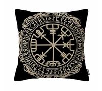 GSRONY Magical Throw Pillow Covers Black Celtic Viking Design Magical Runic Circle of Norse Runes and Dragons Cushion Pillow Case 18x18 Inches