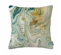 GSRONY Modern Abstract Throw Pillow Covers,Teal Gold Marble Fluid Art Cotton Linen Decorative Pillow Case 18x18 Inch for Living Room Bedroom Home Decor
