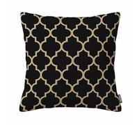 GSRONY Modern Geometric Throw Pillow Cover, Black Gold Moroccan Trellis Cotton Linen Cushion Case 18x18 Inch for Living Room Bedroom Home Decor