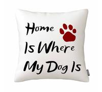 GSRONY Puppy Throw Pillow Covers Dog Lover Nordic Funny Quote Home is Where My Dog is Cushion Pillow Case 18x18 Inches