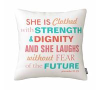 GSRONY Quote Print Throw Pillow Covers Bible Verse Proverbs 31:25 Cushion Pillow Case Home Decor Pillowcase 18x18 Inches