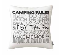 GSRONY Quote Throw Pillow Covers Camping Rules Black White Cushion Pillow Case Home Decor Pillowcase 18x18 Inches