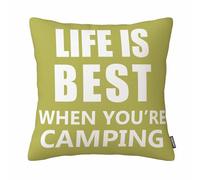 GSRONY Quote Throw Pillow Covers Life is Best When You're Camping Cushion Pillow Case Home Decor Pillowcase 18x18 Inches
