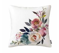 GSRONY Rose Throw Pillow Covers Navy Anemone Dusk Blue Pale Pink Gray White Watercolor Floral Cushion Pillow Case Home Decor Pillowcase 18x18 Inches