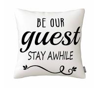 GSRONY Throw Pillow Covers Be Our Guest Stay Awhile Family Friends Cushion Pillow Case Home Decor Pillowcase 18x18 Inches