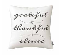 GSRONY Throw Pillow Covers Grateful Thankful Blessed Rustic Cript Damask Cushion Pillow Case Home Decor Pillowcase 18x18 Inches