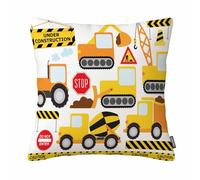 GSRONY Truck Style Throw Pillow Covers Cartoon Construction Crew Vehicles Truck Chevron Sign Equipment Cushion Pillow Case Home Decor Pillowcase 18x18 Inches