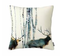 GSRONY Wildlife Throw Pillow Covers,Watercolor Elk and Birch Trees Cotton Linen Decorative Cushion Case 18x18 Inch for Living Room Bedroom Home Decor