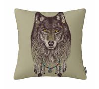 GSRONY Wolf Throw Pillow Covers Vintage Wolf Pattern Dream Catcher Cushion Pillow Case Home Decor Pillowcase 18x18 Inches