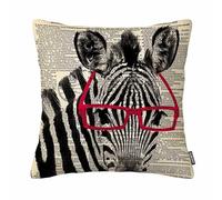 GSRONY Zebra Throw Pillow Covers Smart Zebra Red Black Glasses Art Animal Black White Antique Dictionary Book Pillow Case 18x18 Inches