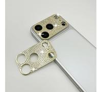 GSRYPC 2 Pack Glitter Camera Lens Cover Protector for iPhone 17 Promax，Metal Bling Diamond Camera Lens Cover Sticker Protector (for iPhone 17 Promax-Gold)