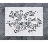 GSS Designs Dragon Wall Decor Stencil - Chinese Asian Oriental Dragon Stencil (12x16 Inch) for Painting - Wall Furniture Fabric Wood Stencils -Reusable Template for Wall Decals (SL-038)