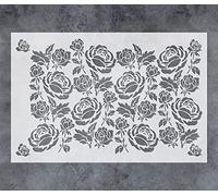 GSS Designs Rose Wall Stencil 12x16Inch Seamless Repetitive Allover Pattern Stencil DIY Floral Stencil for Home Decor