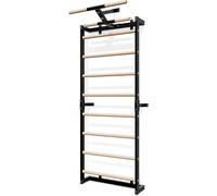 Gsskny Swedish Ladder, Wood Stall Bars Suspension Trainer with Pull-Up Bar & Rings for Straps, Swedish ladders Wall Gym Adult, Wall-Mounted Workout Ladder for Home, Gym, School and Clinics