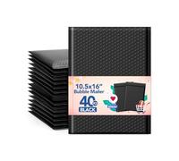 GSSUSA Large Bubble Mailers10.5x16 Padded Envelopes 40 Pack Black Padded Mailers Usable Size 10.5x15 Self-Seal Bubble Envelopes for Mailing Small Business,Packaging for Clothes,Magazines
