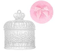 Gsteng Large Body Powder Puffs and Containers, Crystal Clear Powder Container with 2 Soft Power Puffs, Reusable Dusting Powder Case with Washable Velvet Face Body Glitter Puffs Wet and Dry Makeup