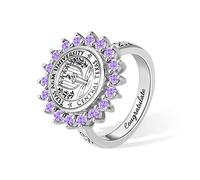 GSTFY Custom Engraved Signet Ring with Birthstone Brass/925 Sterling Silver Personalised Signet Family Heraldic Crest Coat of Arms Rings Graduation Birthday Father's Day Gift for Women/Men/Family