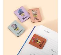 GSTFY Personalised Bookmarks Magnetic Leather Custom Name Month Birth Flower Bookmark Multicolour Teacher Book Marks Clips Gifts for Women Men Student Reading Lovers 13 Colors