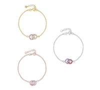 GSTFY Personalised Eternal Interlocking Circle Bracelet with Birthstones Women's Bracelet with Two Rings Birthday Christmas Wedding Valentine Gifts for Ladies Her Girlfriend Lover Jewellery